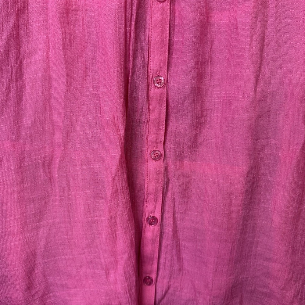 Umgee Plus 1XL Hot Pink Button Front Tunic Top Babydoll Gauze Boho NWT - Picture 8 of 9